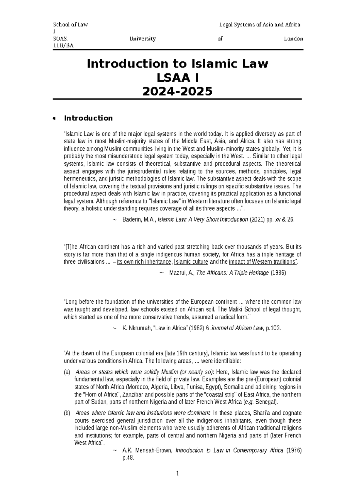 LSAA Introduction to Islamic Law: Understanding Its Principles and ...