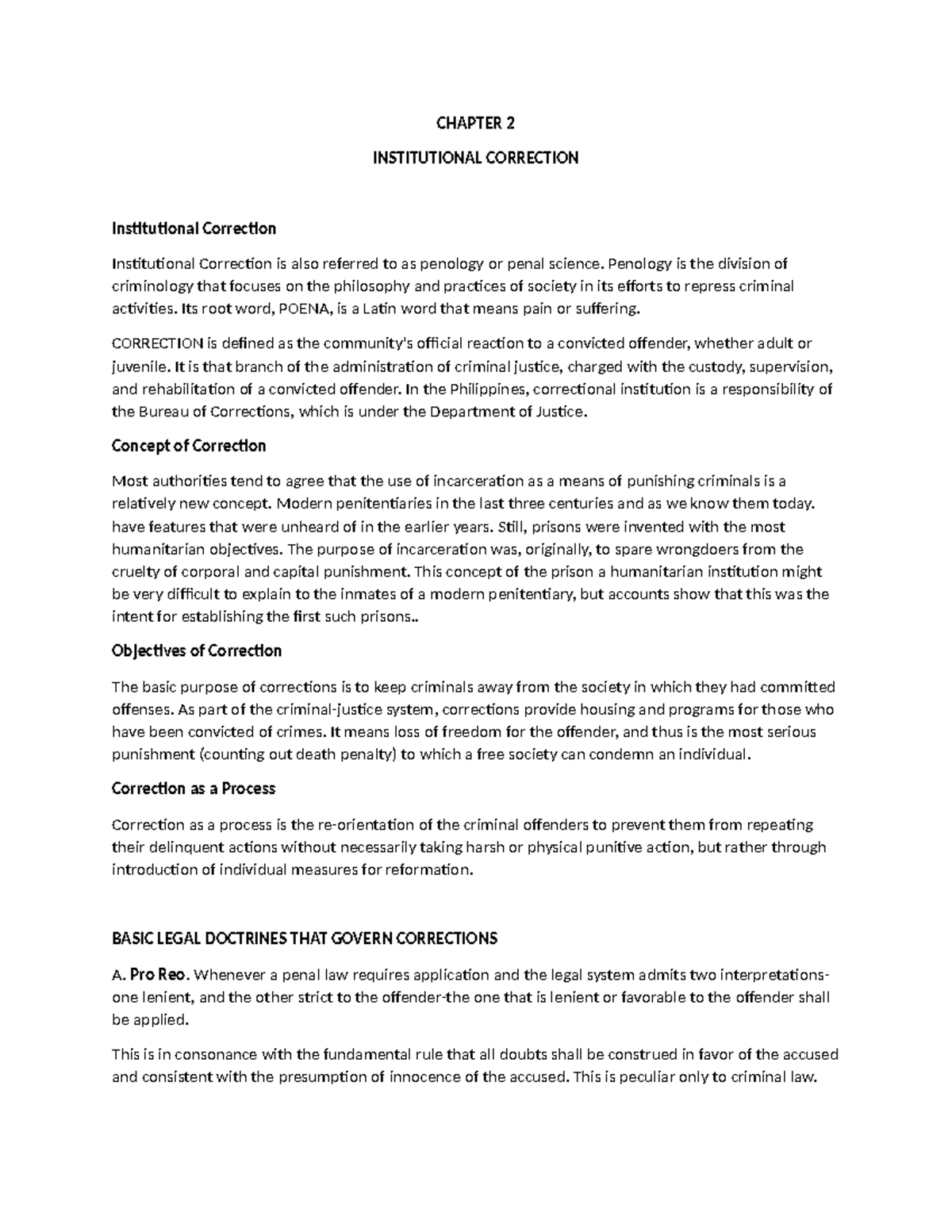Chapter 2 - for criminology - CHAPTER 2 INSTITUTIONAL CORRECTION ...