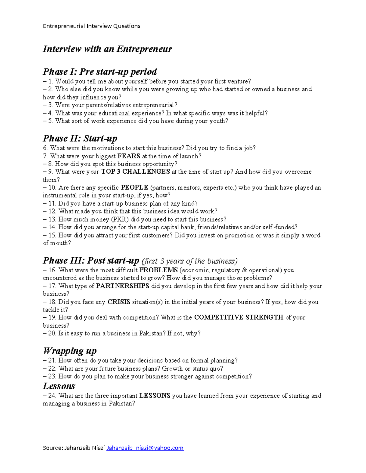 Interview Question - Entrepreneurial Interview Questions Interview with ...