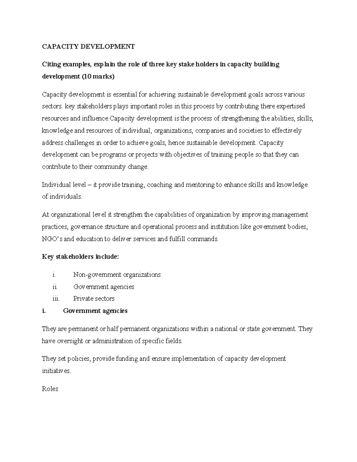 MED 6125 2 - Capacity Development: Roles and Impacts of Key ...