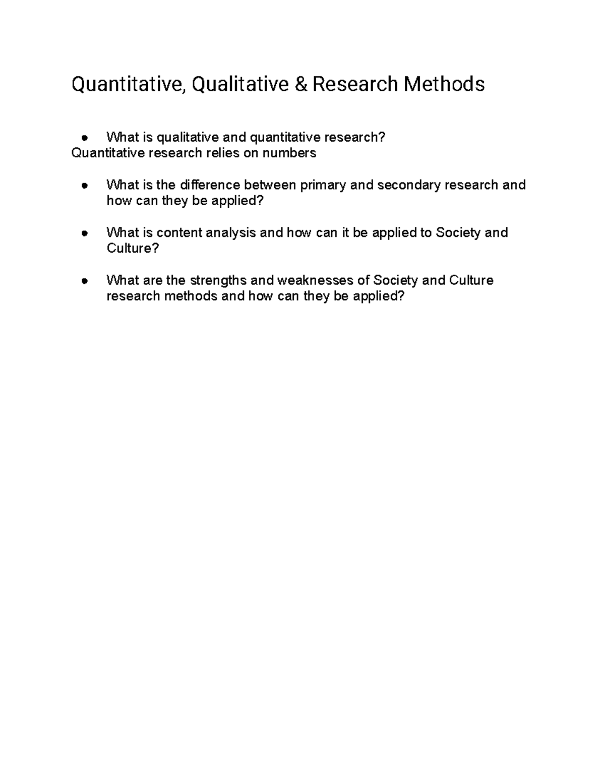 Quantitative, Qualitative & Research Methods - Quantitative ...