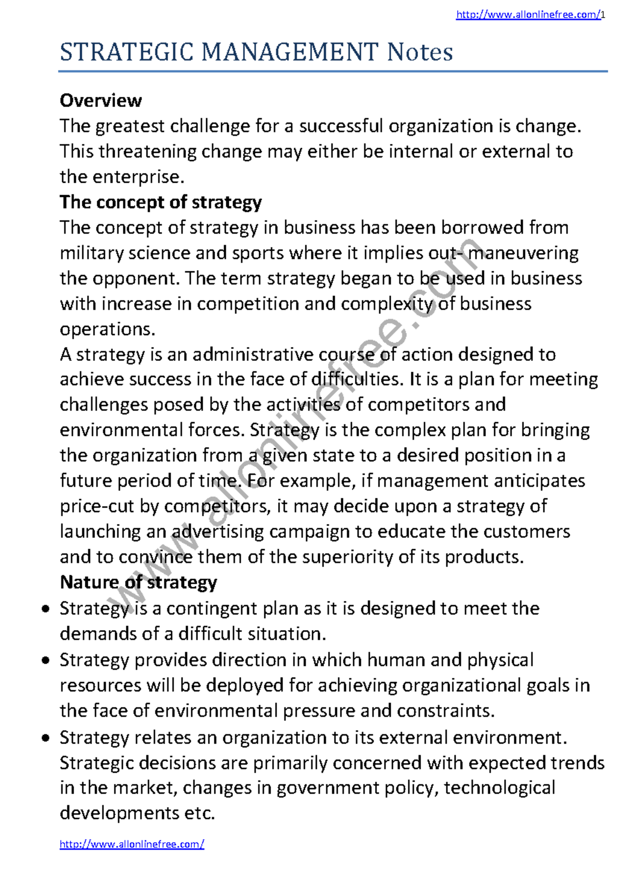 Strategic Management Notes (SMG 301) - Understanding Key Concepts - Studocu