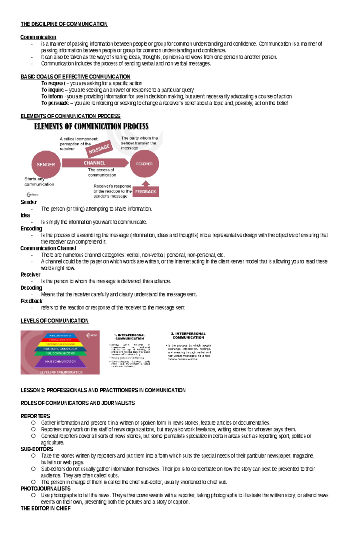 Effective Communication Principles and Roles in Comm. 101 - Studocu