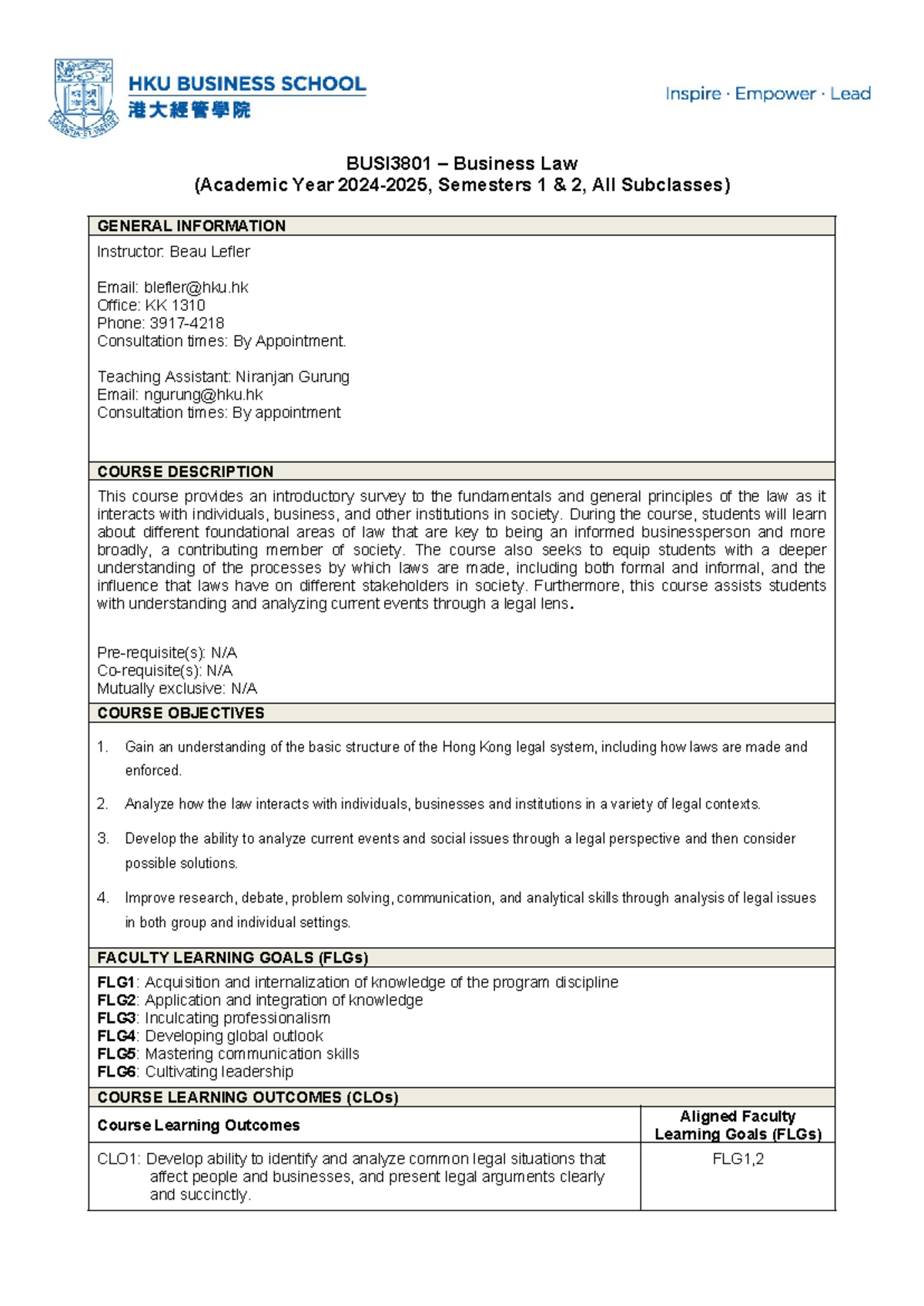 2024-2025 BUSI3801 Business Law Course Outline and Overview - Studocu