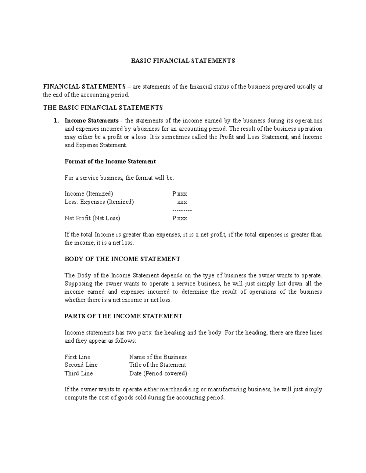 Basic Financial Statements - BASIC FINANCIAL STATEMENTS FINANCIAL ...