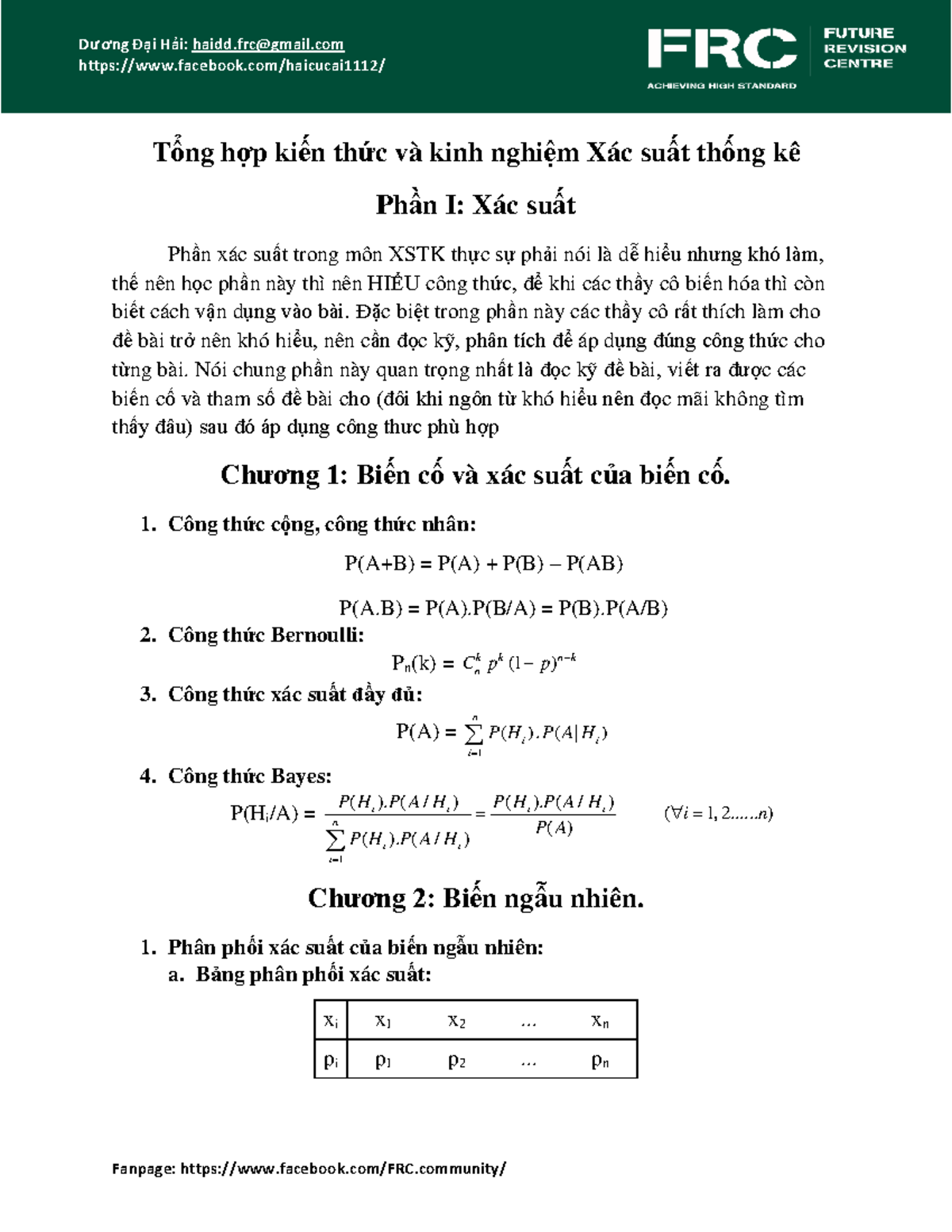 Tổng hợp Kiến thức và Kinh nghiệm XSTK (Xác suất, Thống kê) FTU - Document Preview