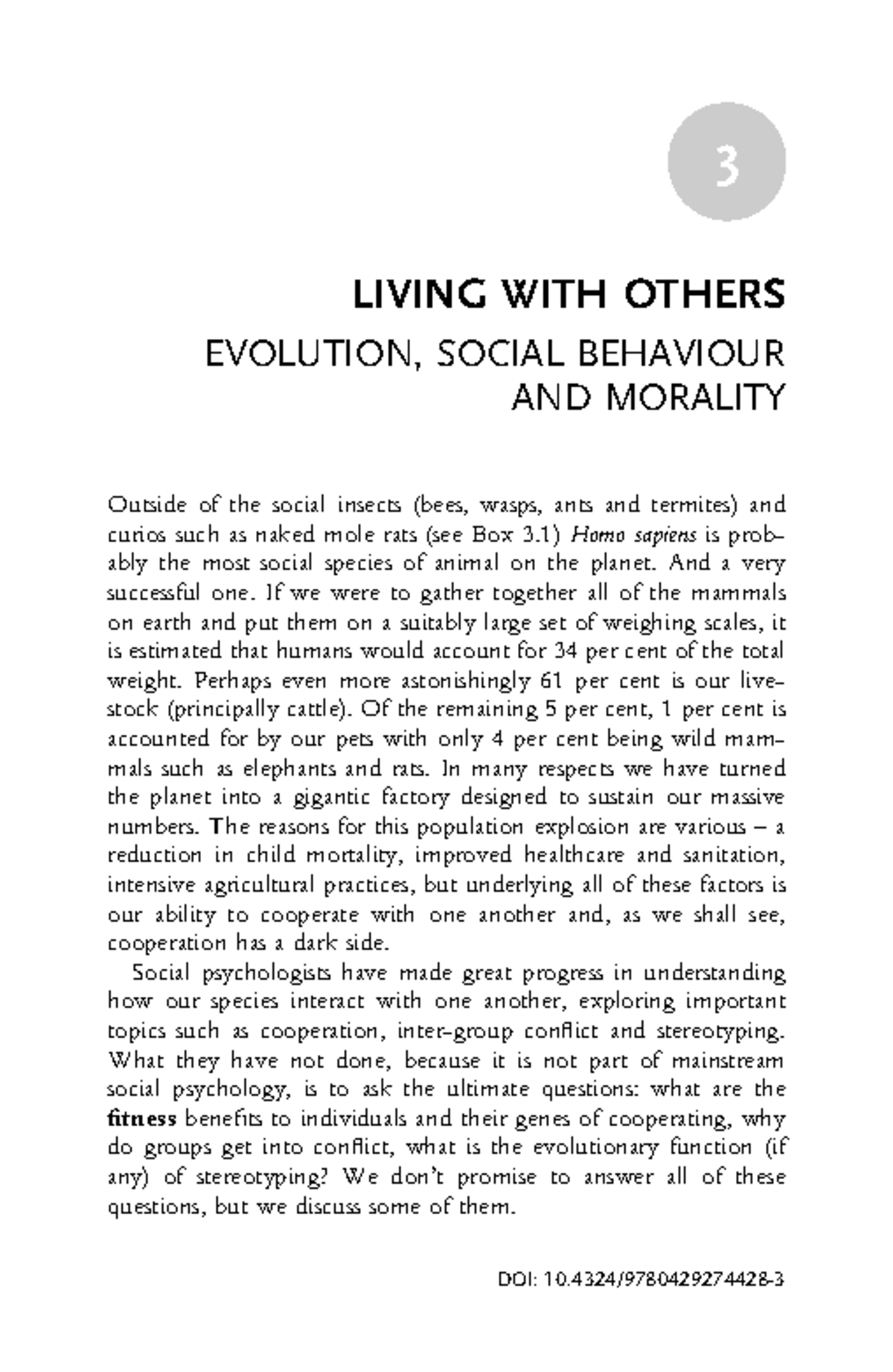 3 LIVING WITH OTHERS: Evolution, Social Behavior, and Morality Insights ...