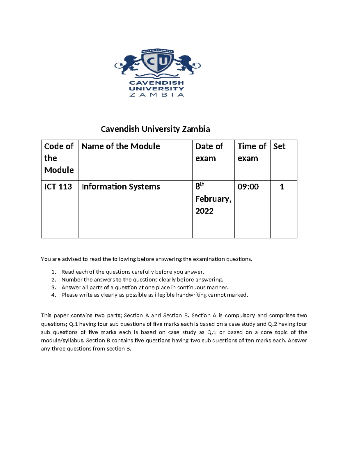 IT113 Final Exam: Fundamentals of Computer Systems - Exam Guidelines ...