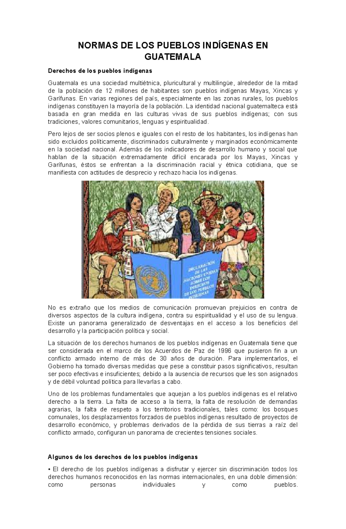 Normas y Derechos de los Pueblos Indígenas en Guatemala - Studocu