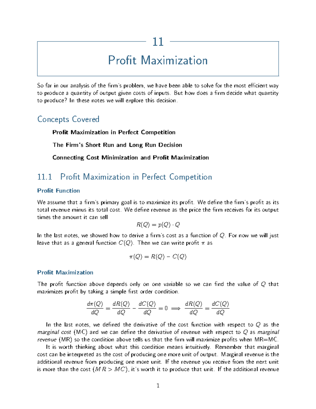 11 - Profit Maximization and Cost Minimization Analysis - Studocu
