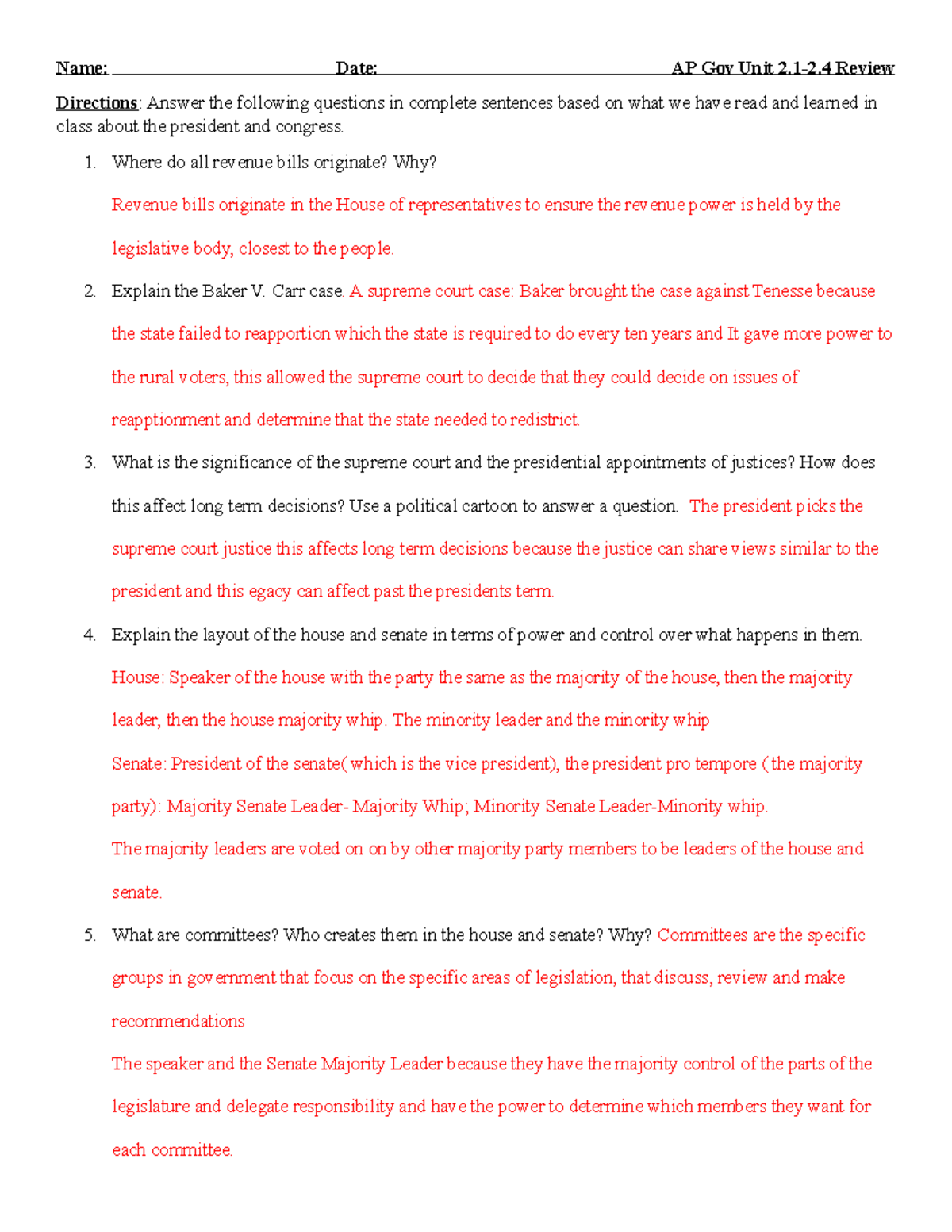 AP Gov Unit 2.1-2.4: Comprehensive Review for Concepts & Cases - Studocu