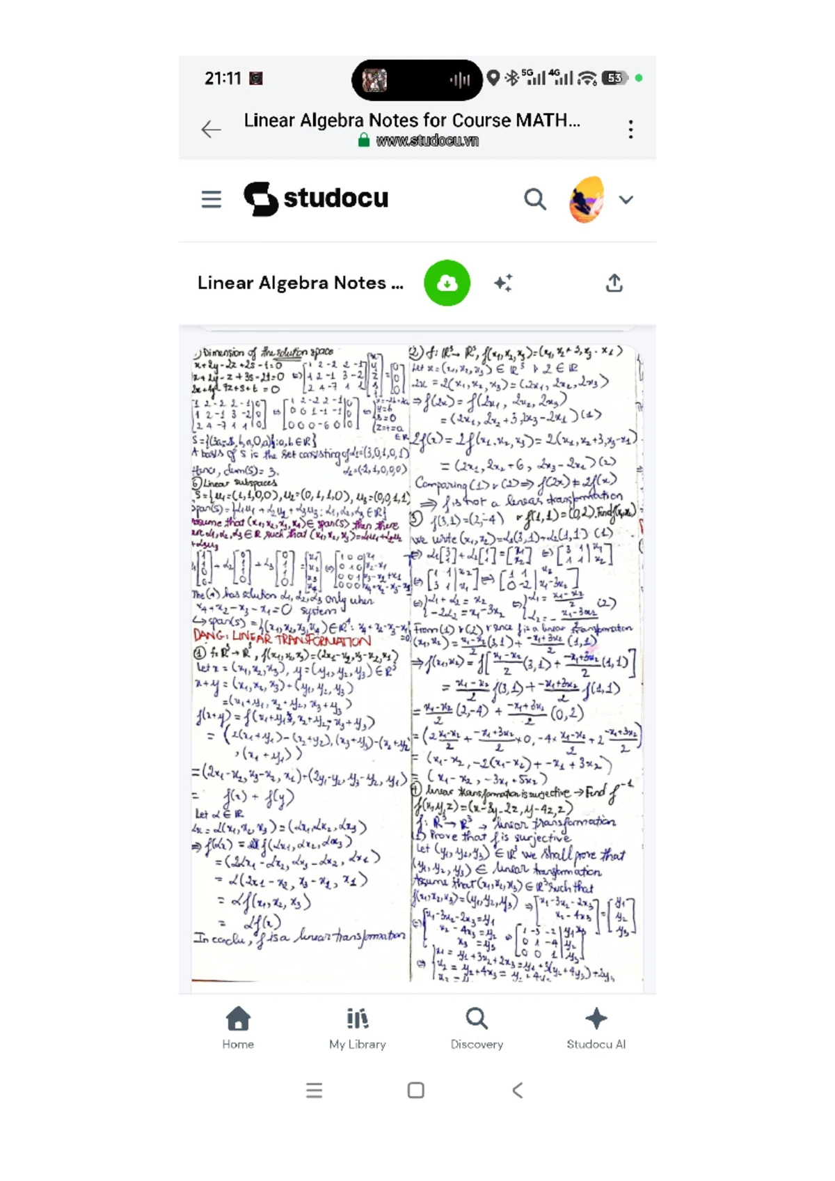APPLIED LINEAR ALGEBRA FINAL SUMMARY NOTES - Studocu