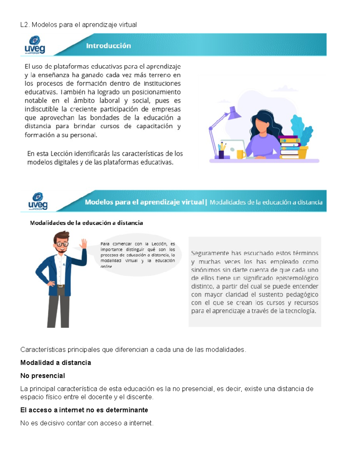 L2. Modalidades y Recursos en el Aprendizaje Virtual - Studocu