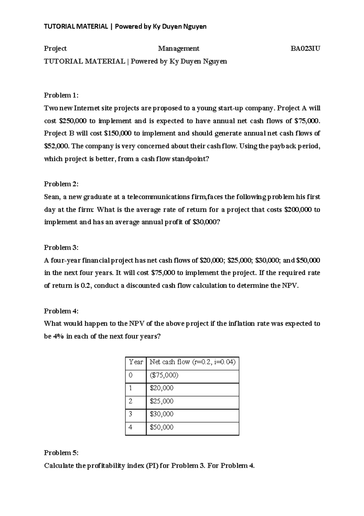 Midterm Project Management Tutorial Material BA023IU - Studocu