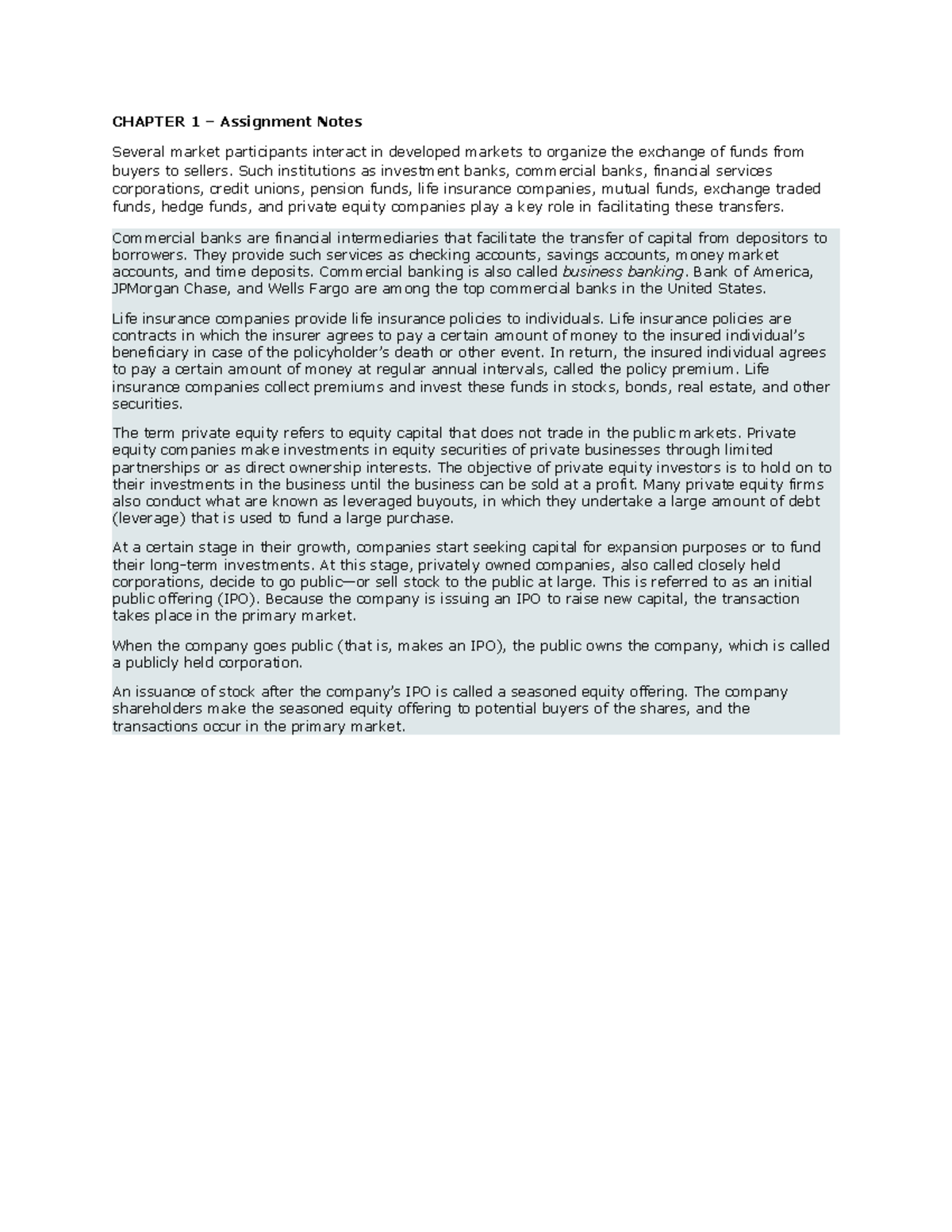 Chapter Notes Finance (FIN 101) - Fall 2022 Analysis & Concepts - Studocu
