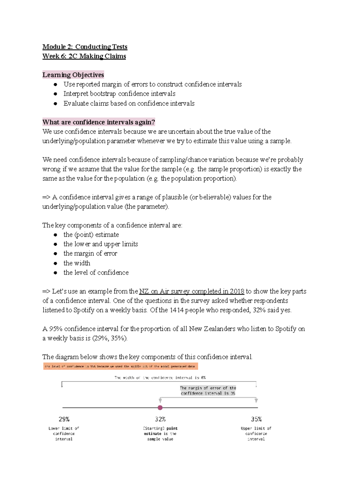Statistics 100: Module 2 - 2C Confidence Intervals and Claims Analysis ...