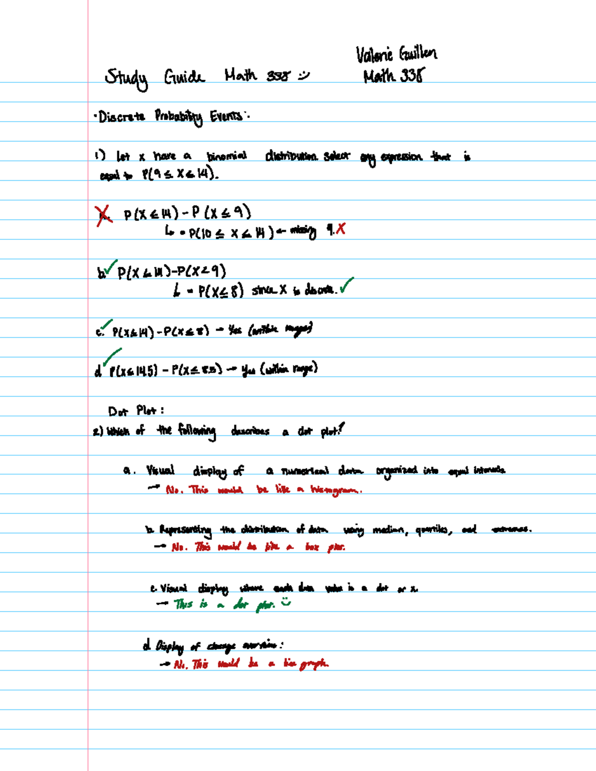Math 338 Study Guide: Discrete Probability & Sampling Methods - Studocu