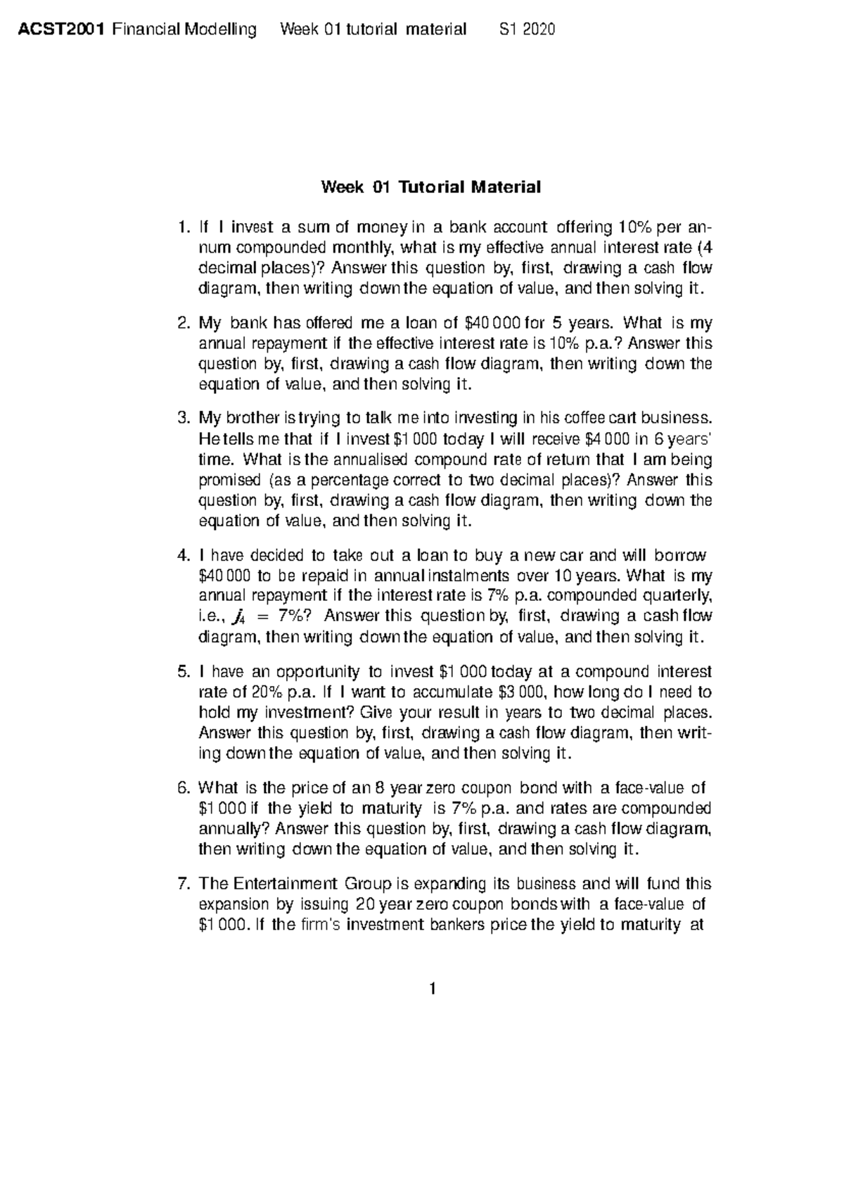 W1 Tutorial Material - lecture notes for ACSt 2001 - Week 01 Tutorial ...