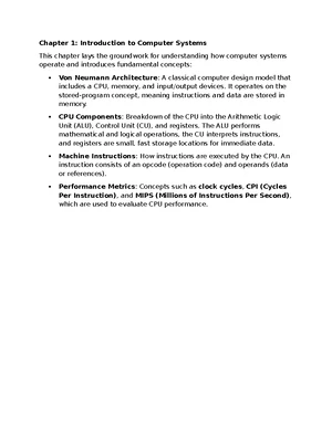 Computer Architecture - Study Notes & Assignments - Studocu