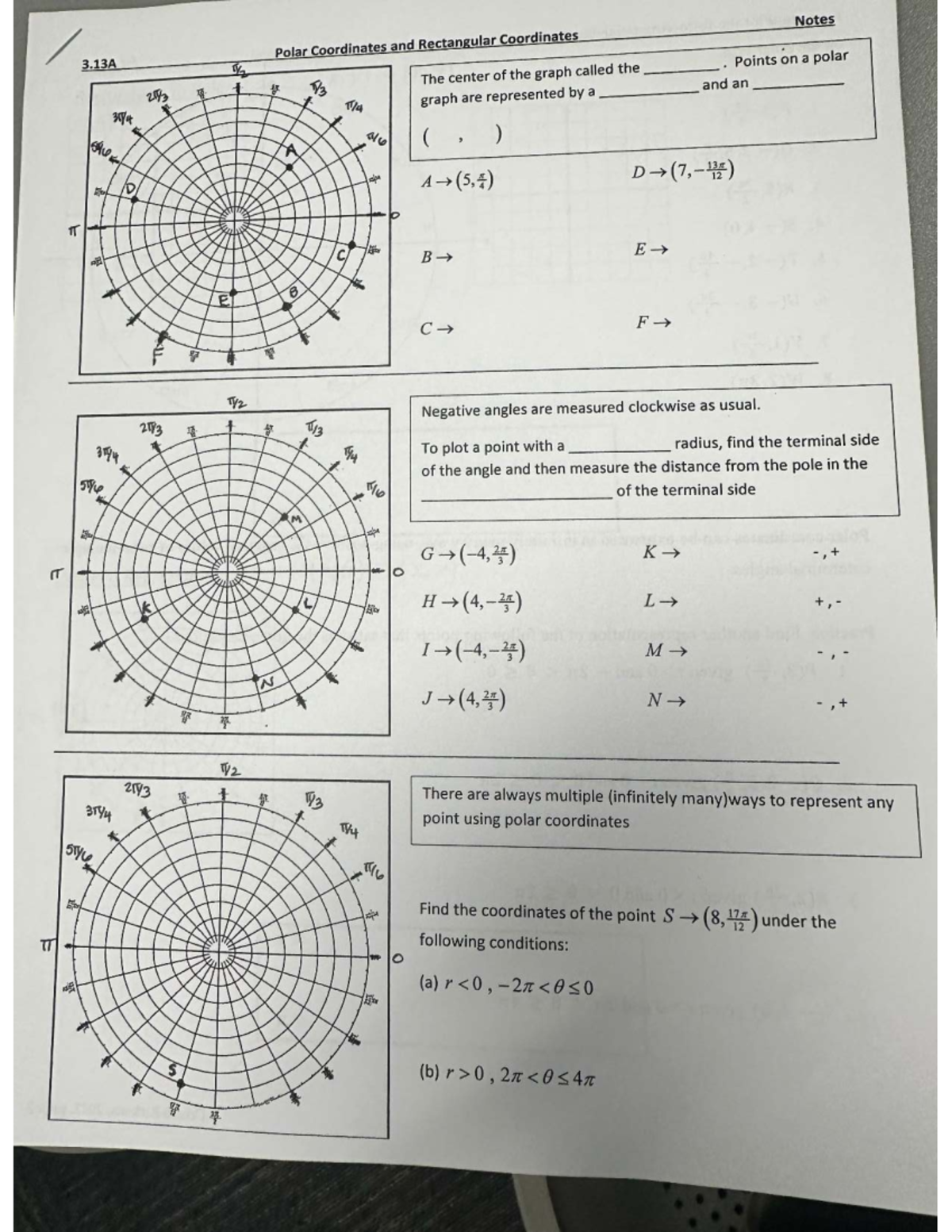 Math2 - notes - Notes Polar Coordinates and Rectangular Coordinates 3 ...