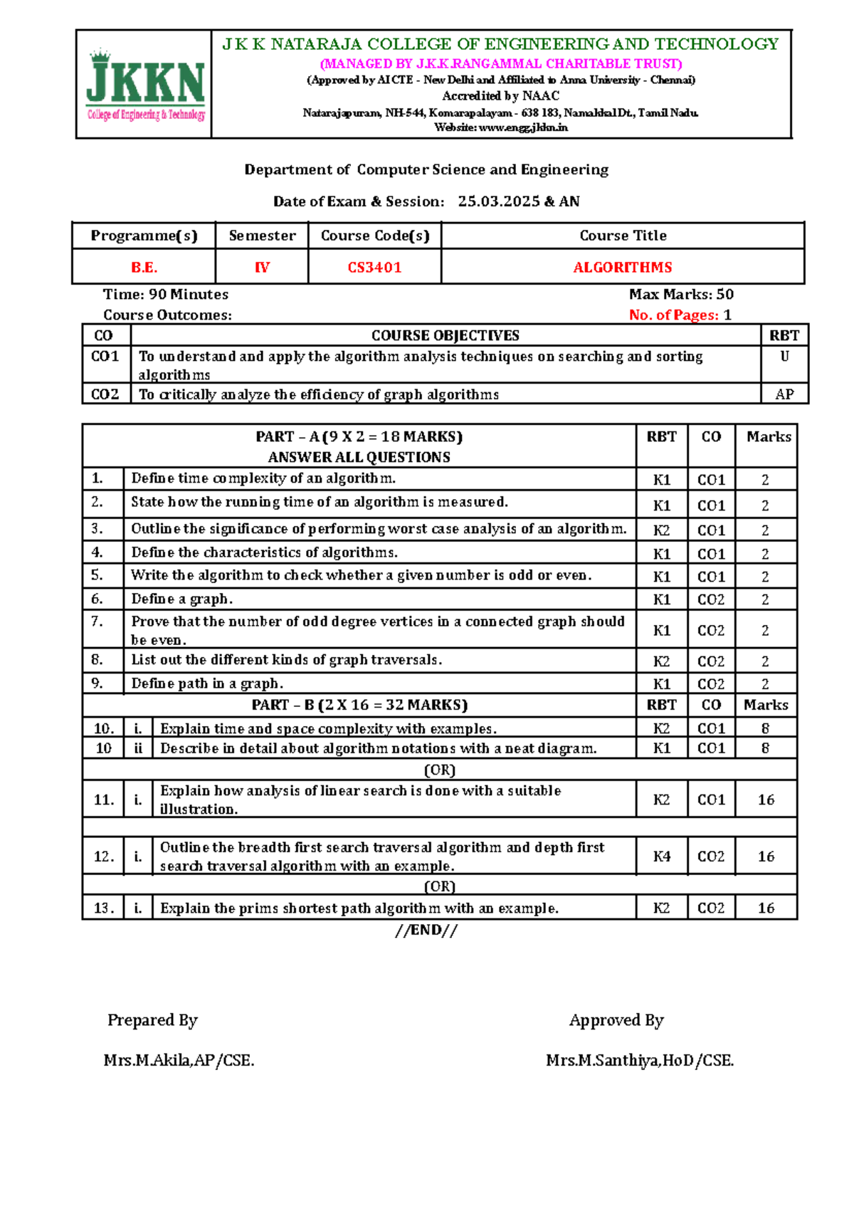 IAT-1: Algorithms Midterm Exam Notes for CS3401 - Studocu