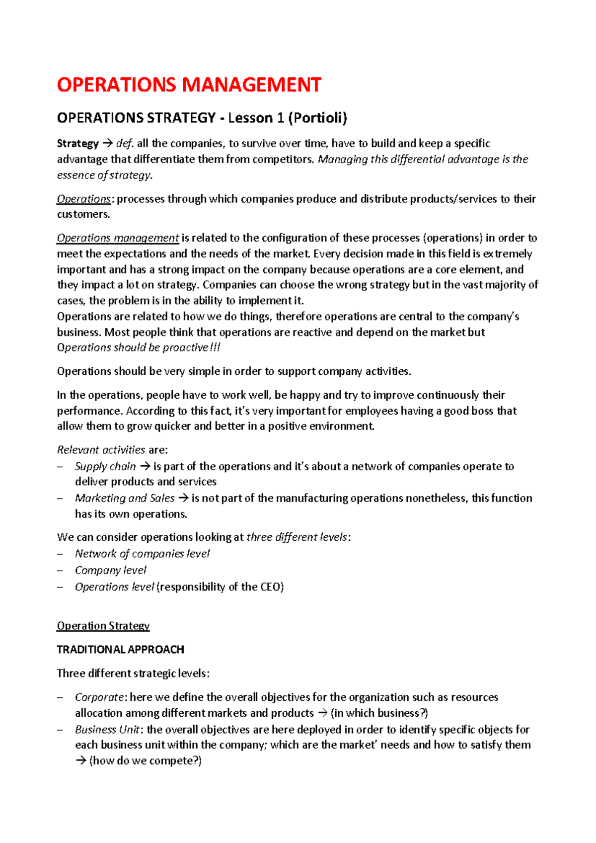 ENG 101 Operations Management: Lesson 1 - Operations Strategy Overview ...