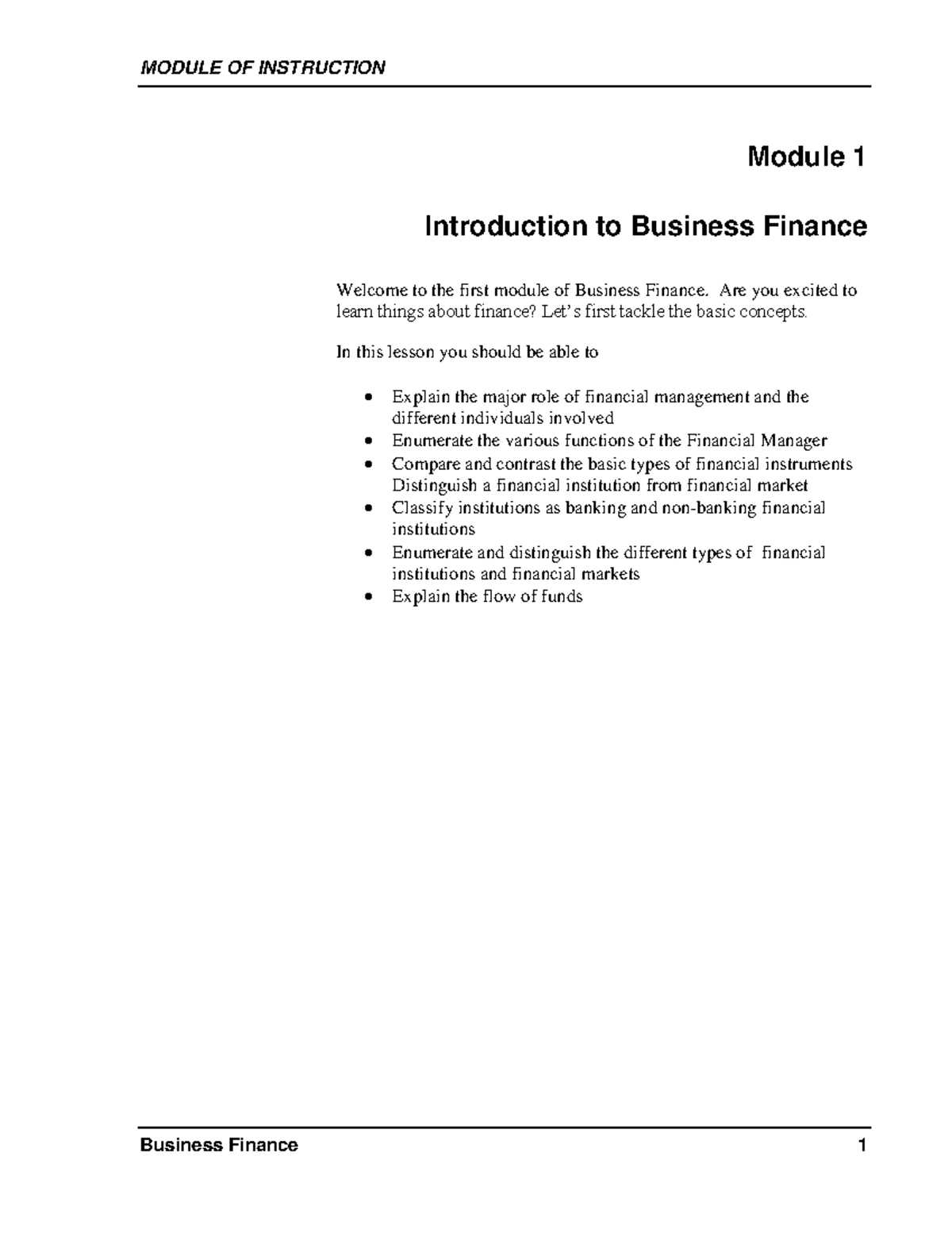 Week 001 - Intro to Business Finance (Business Finance Module) - Studocu
