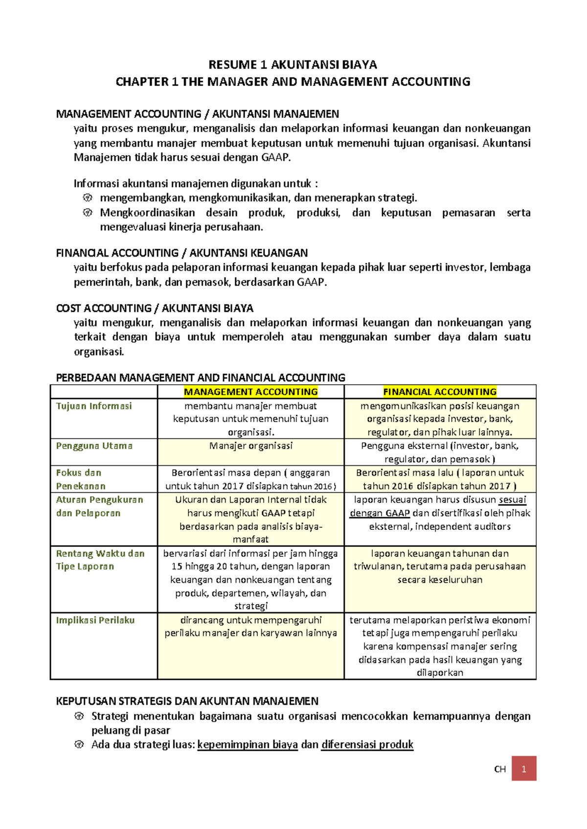 Chapter 1: The Manager and Management Accounting in Cost Accounting ...