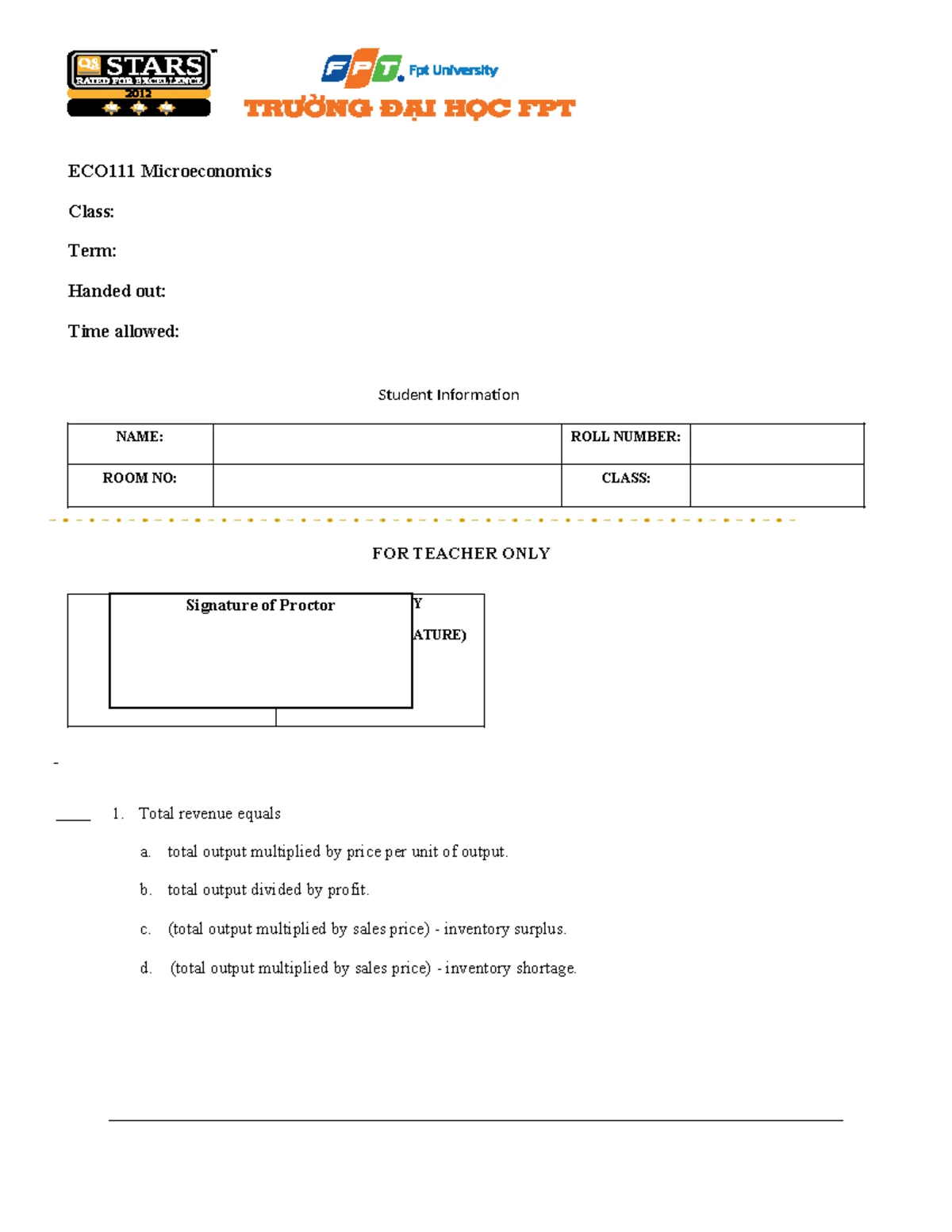 ECO111 Final Exam - Microeconomics Analysis and Solutions - Studocu