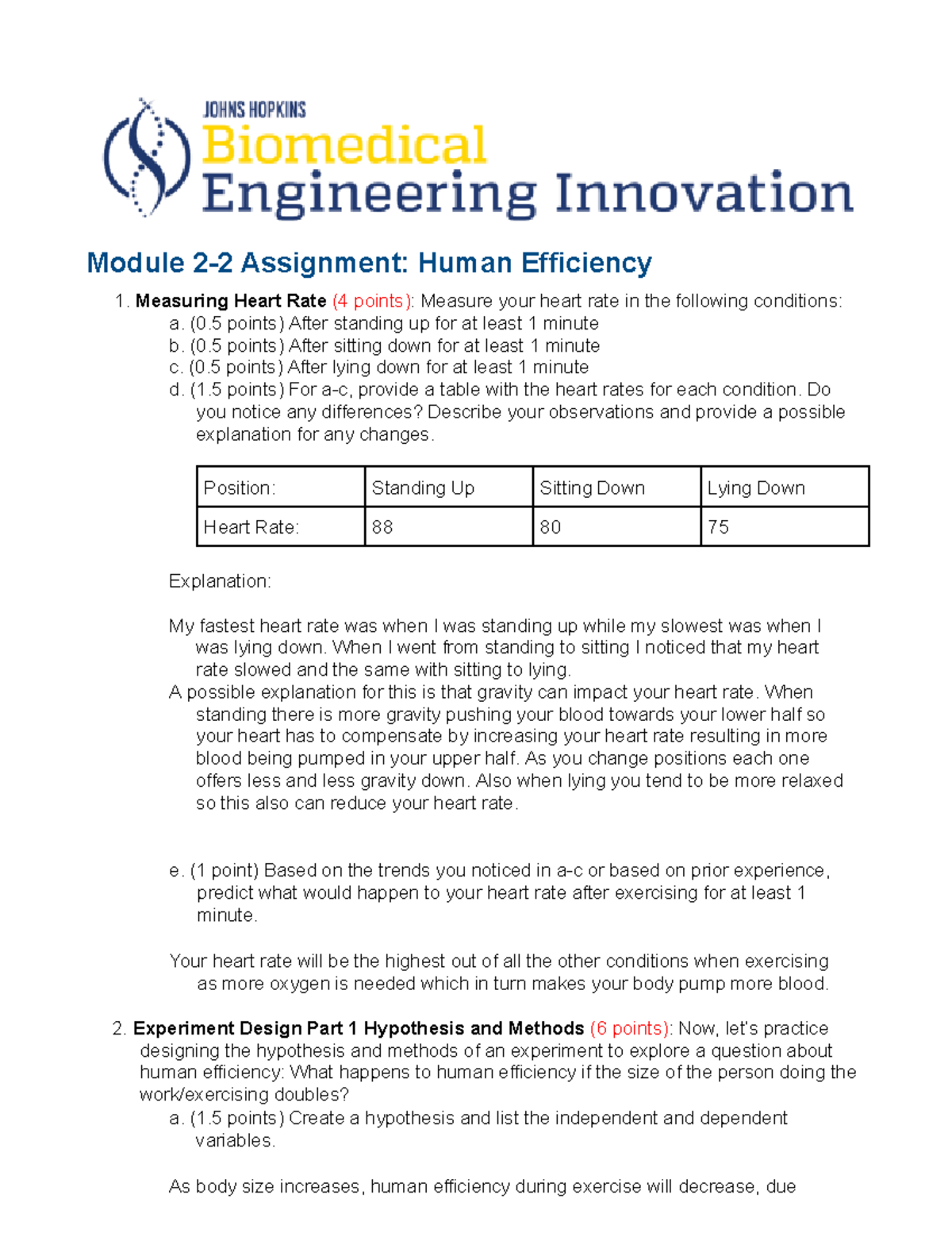 Human Efficiency Experiment - Biomedical Engineering Course (Module 2-2 ...