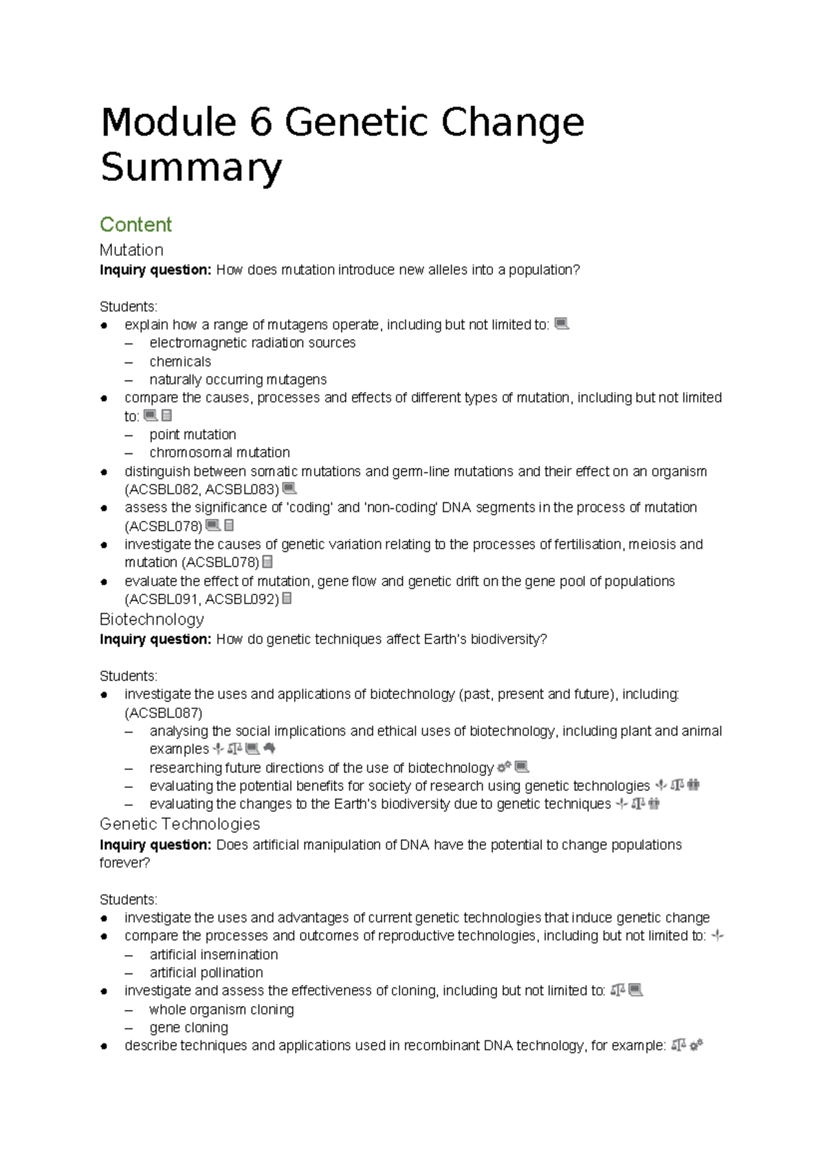 Mod 6 summary - its very beneficial - Module 6 Genetic Change Summary ...