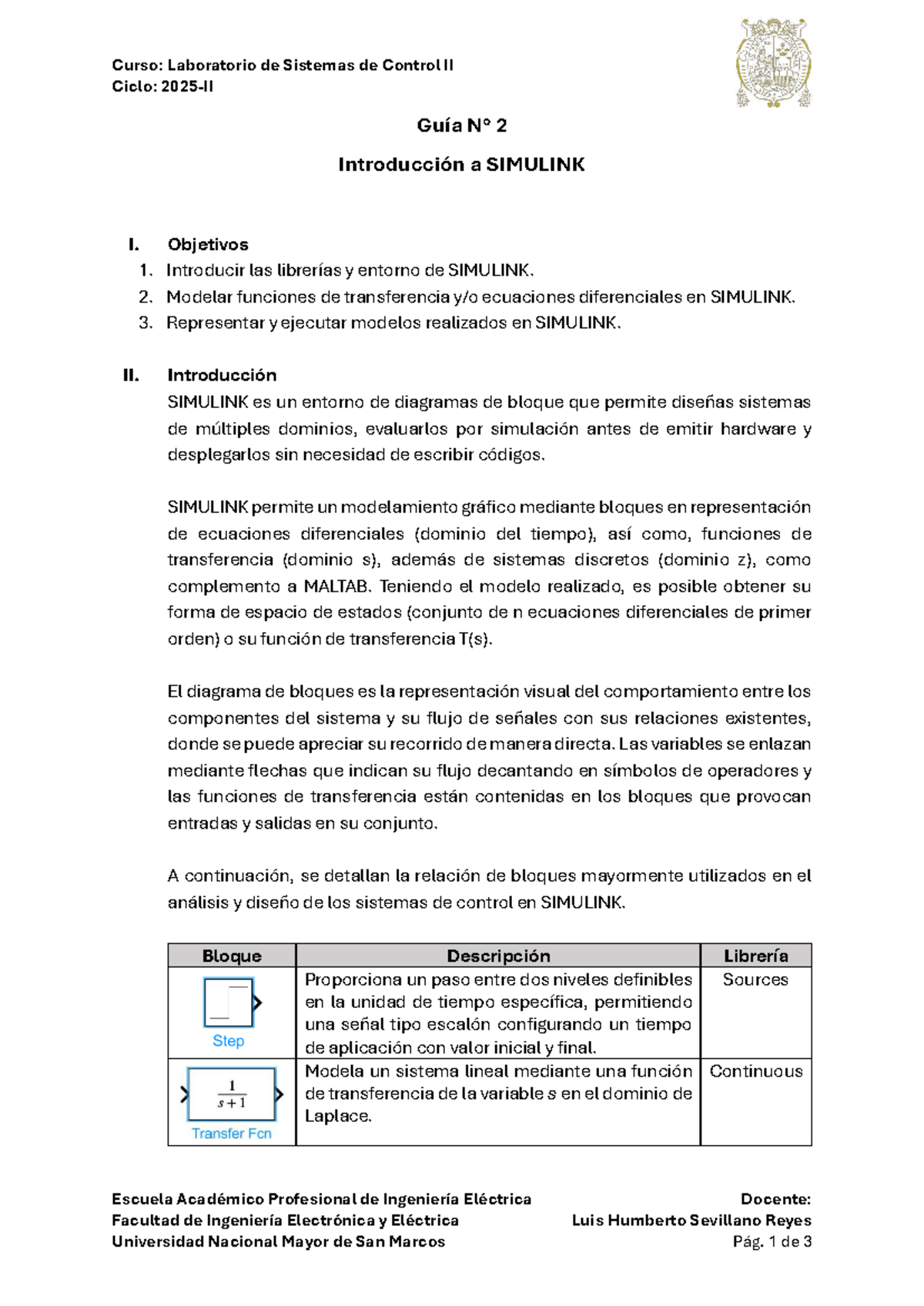 Guía 02: Introducción a SIMULINK - Laboratorio de Sistemas de Control ...