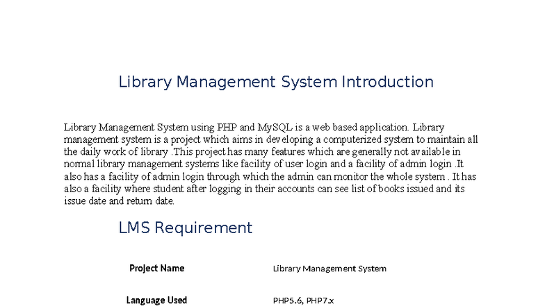 Library Management System Overview: Features & Requirements - Studocu