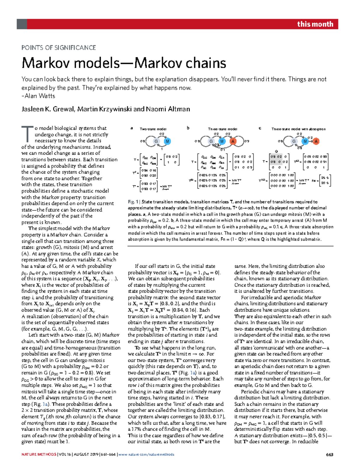 Assignment 3: Points of Significance in Markov Chains - Studocu