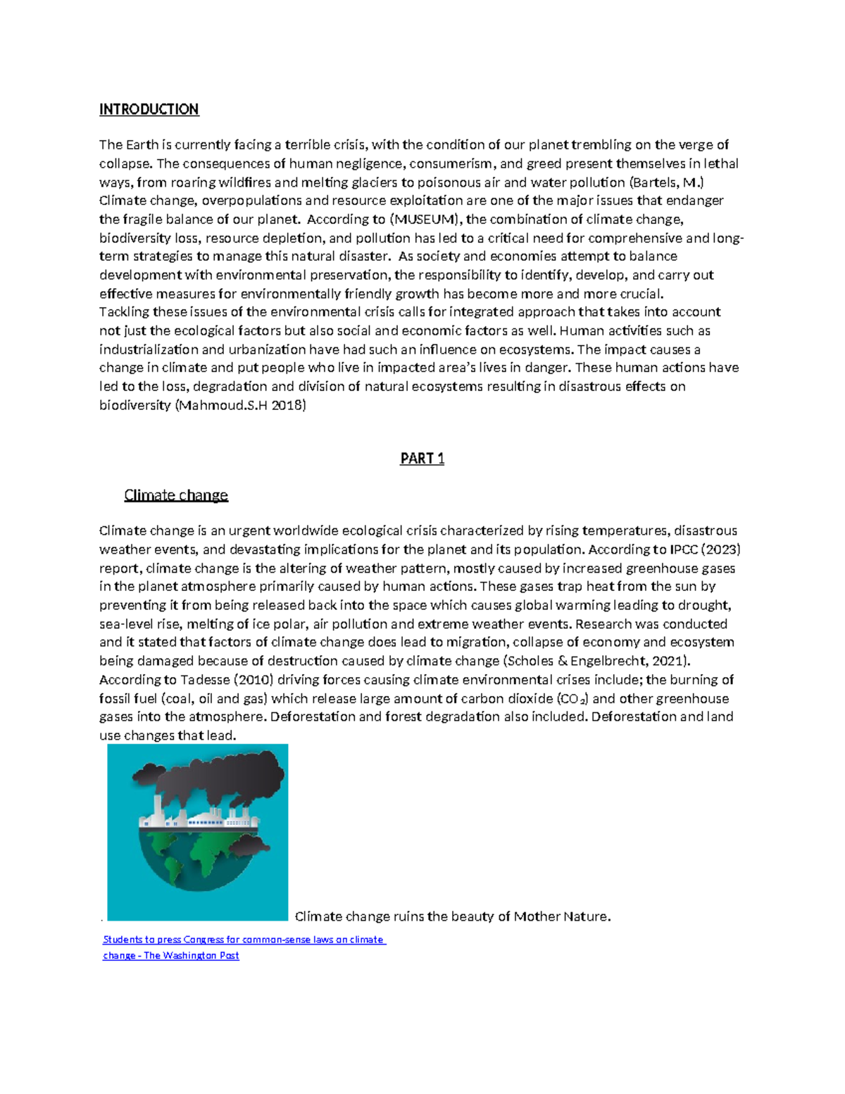 Resource Exploitation - INTRODUCTION The Earth is currently facing a ...