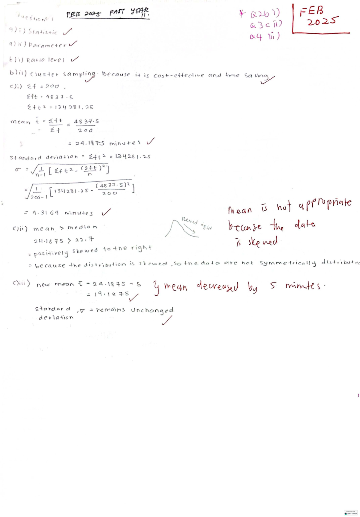 STA416 - FEB 2025 Statistics Test Paper Analysis and Solutions - Studocu