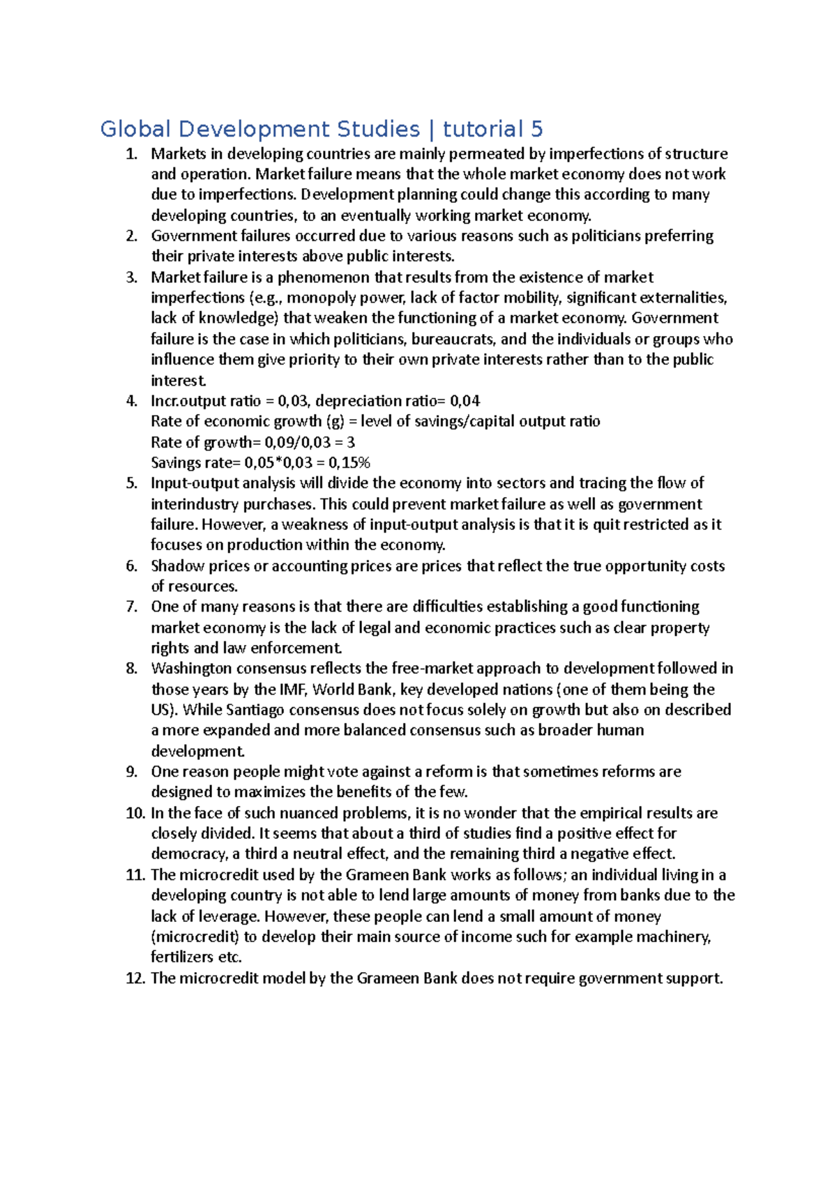 Global Development Studies - Tutorial 5: Market & Government Failures ...