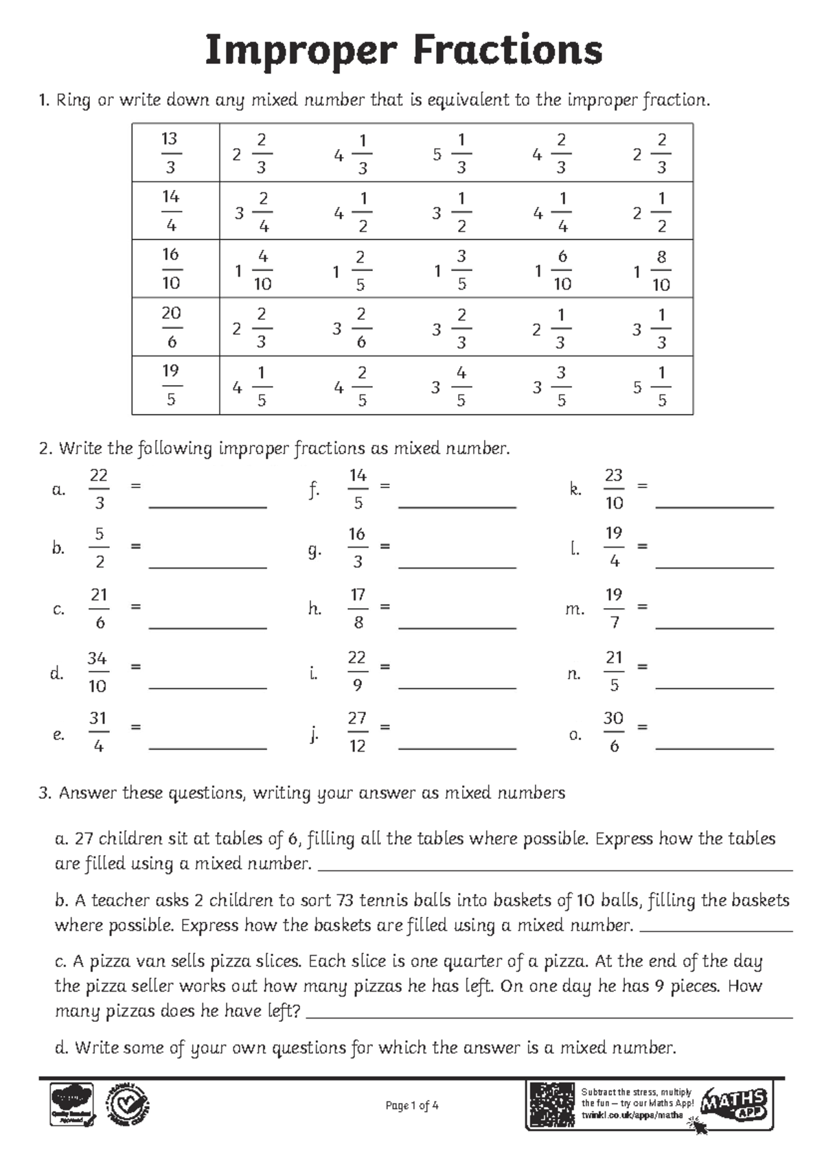 T2-m-1338 Improper Fractions Worksheet: Mixed Numbers & Answers - Studocu
