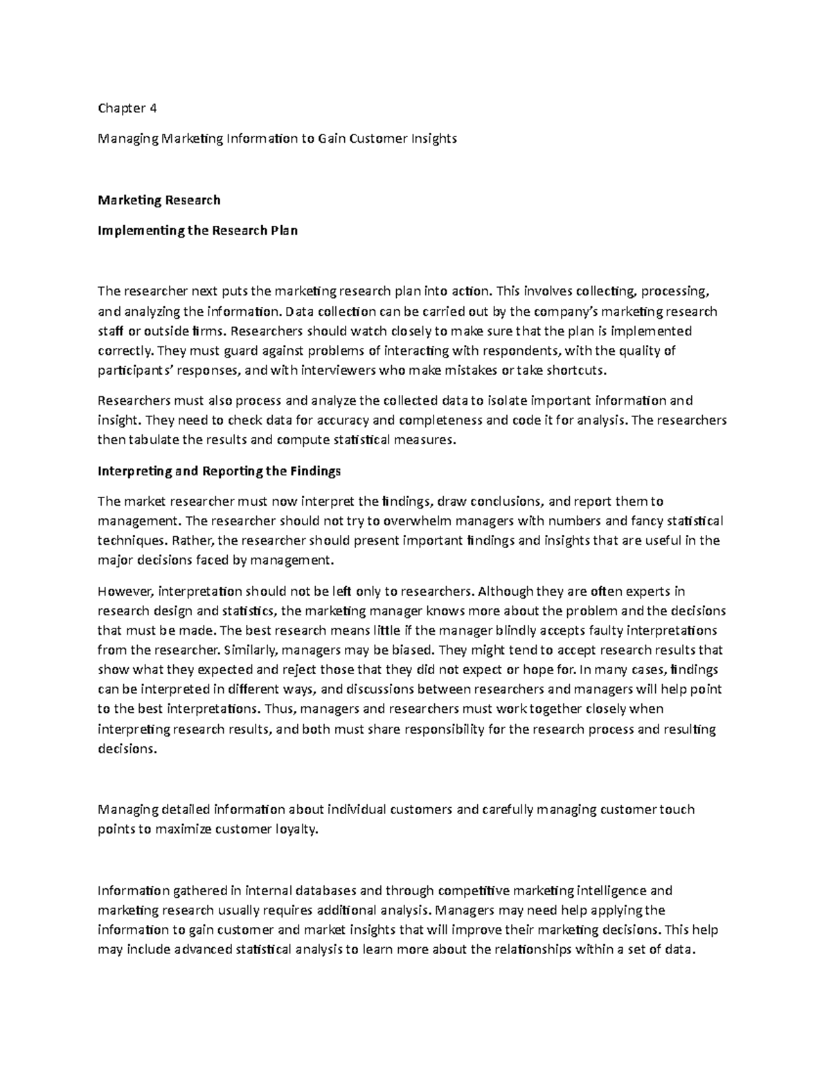 Chapter 4k - Lecture notes 4 - Chapter 4 Managing Marketing Information ...