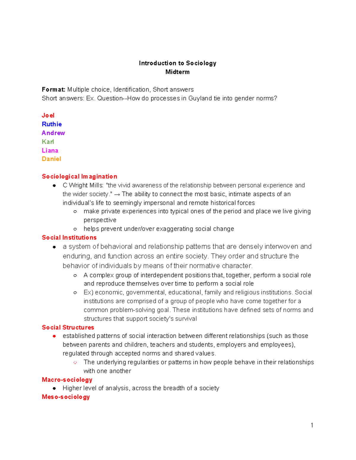 SOC 101 Midterm Study Guide: Key Concepts in Sociology - Studocu