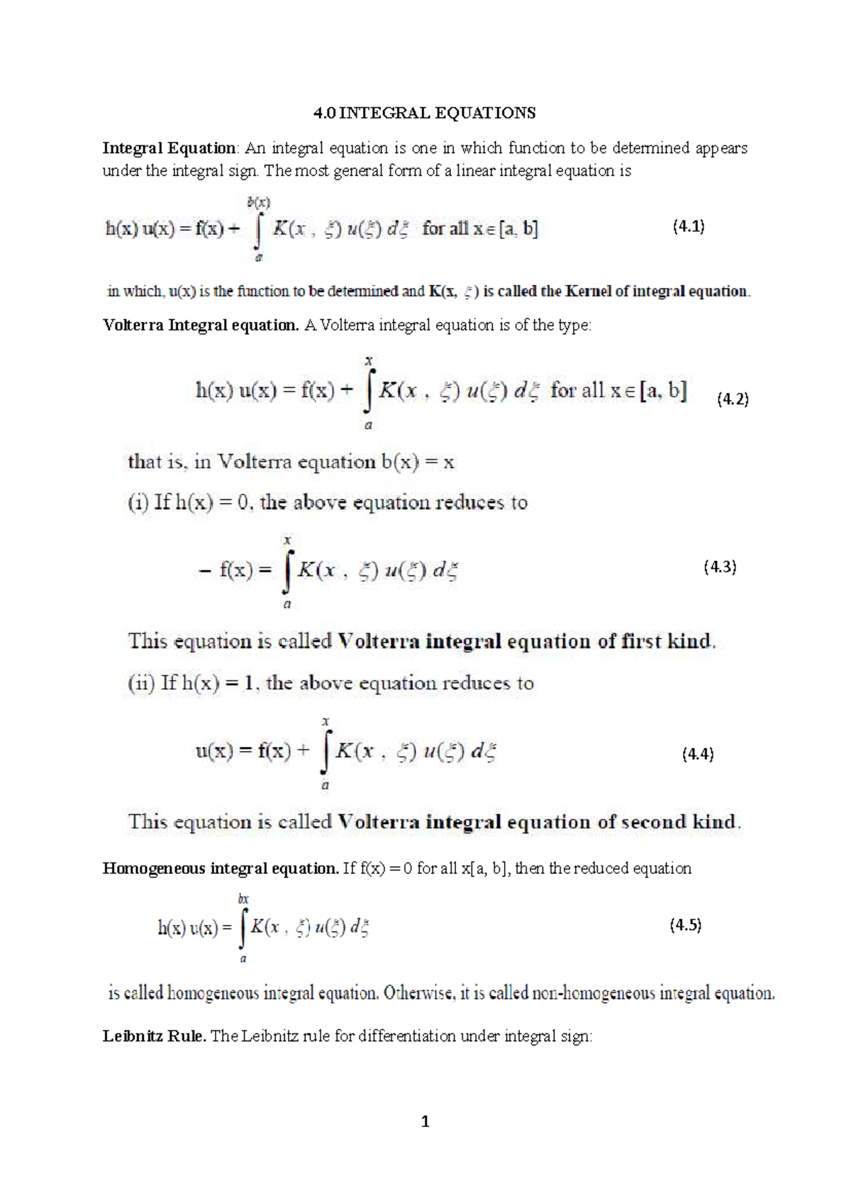 MAT418 - Lecture Notes on Integral Equations and Their Types - Studocu