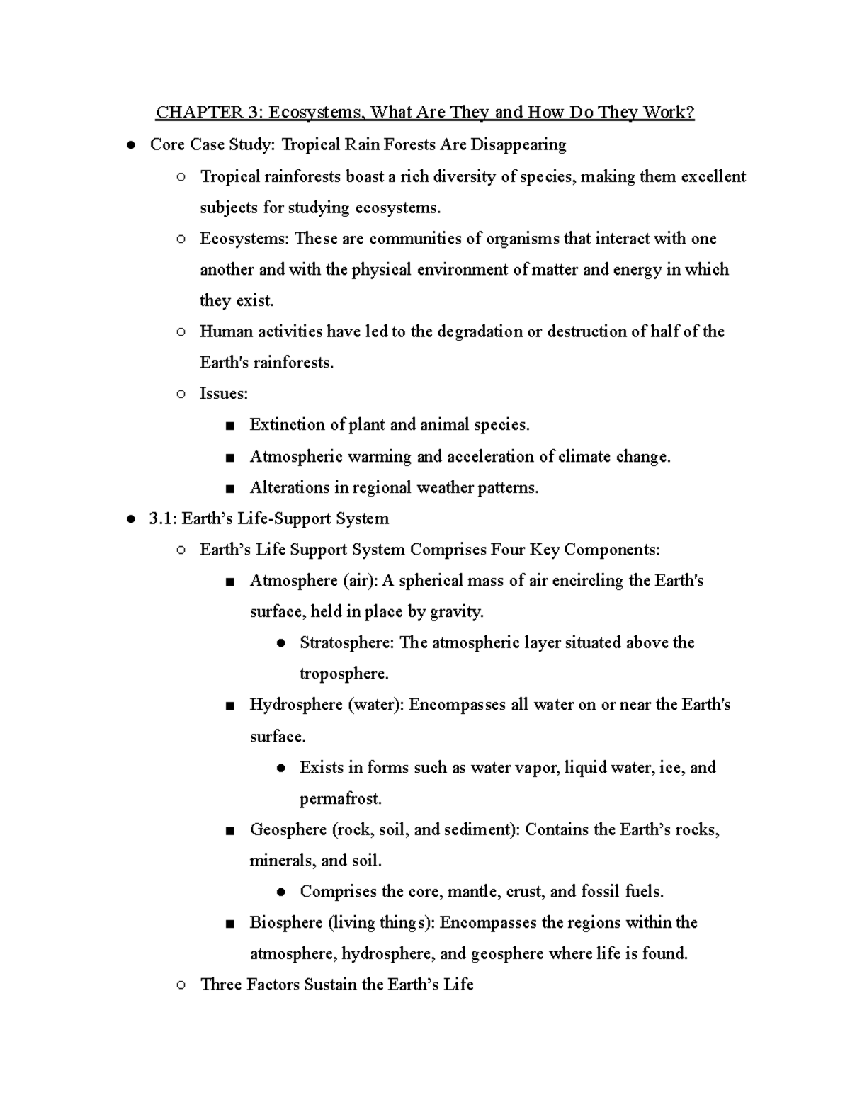Chapter 3 outline - CHAPTER 3: Ecosystems, What Are They and How Do ...