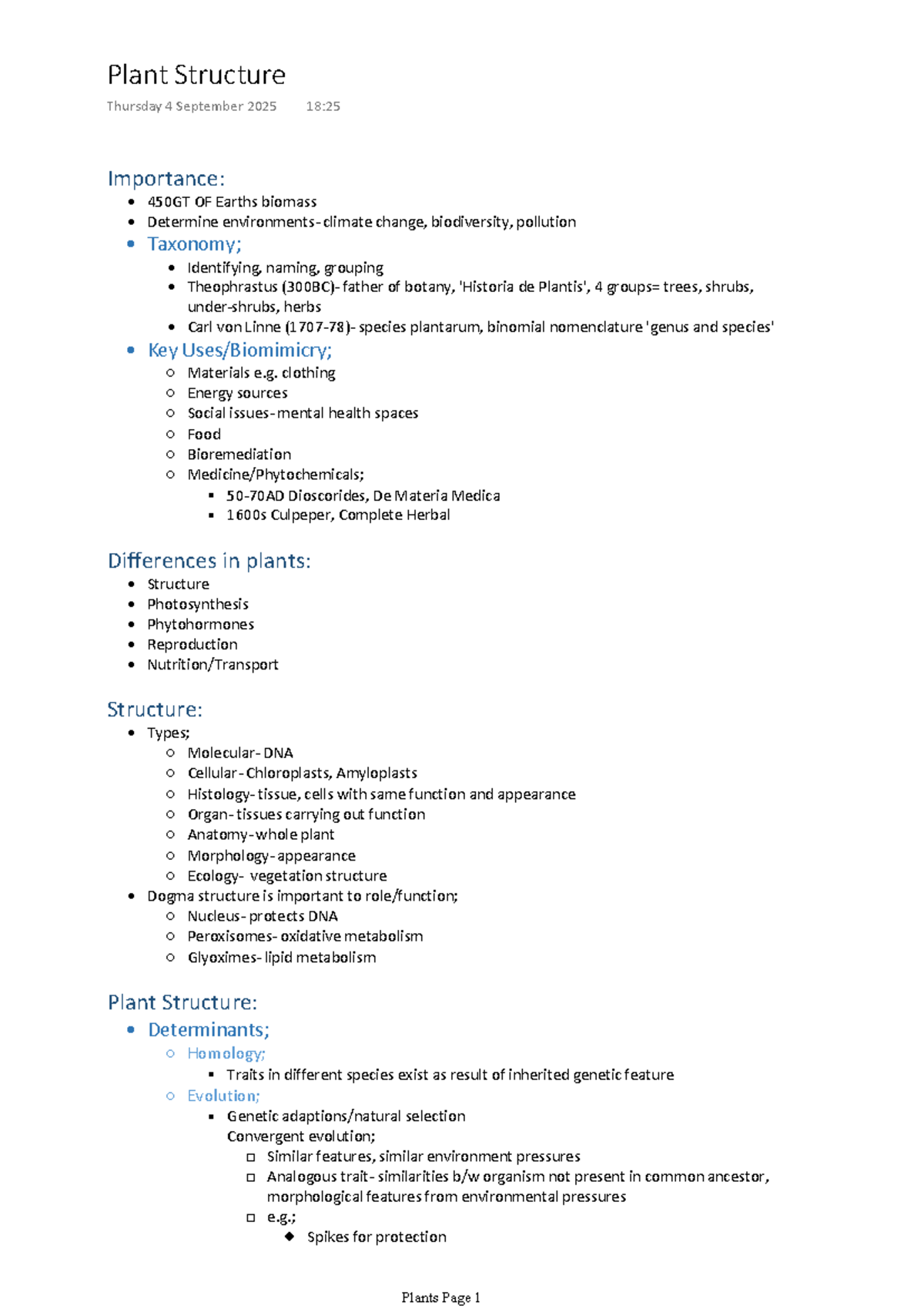 Plant Structure and Function: Key Concepts and Uses - Studocu