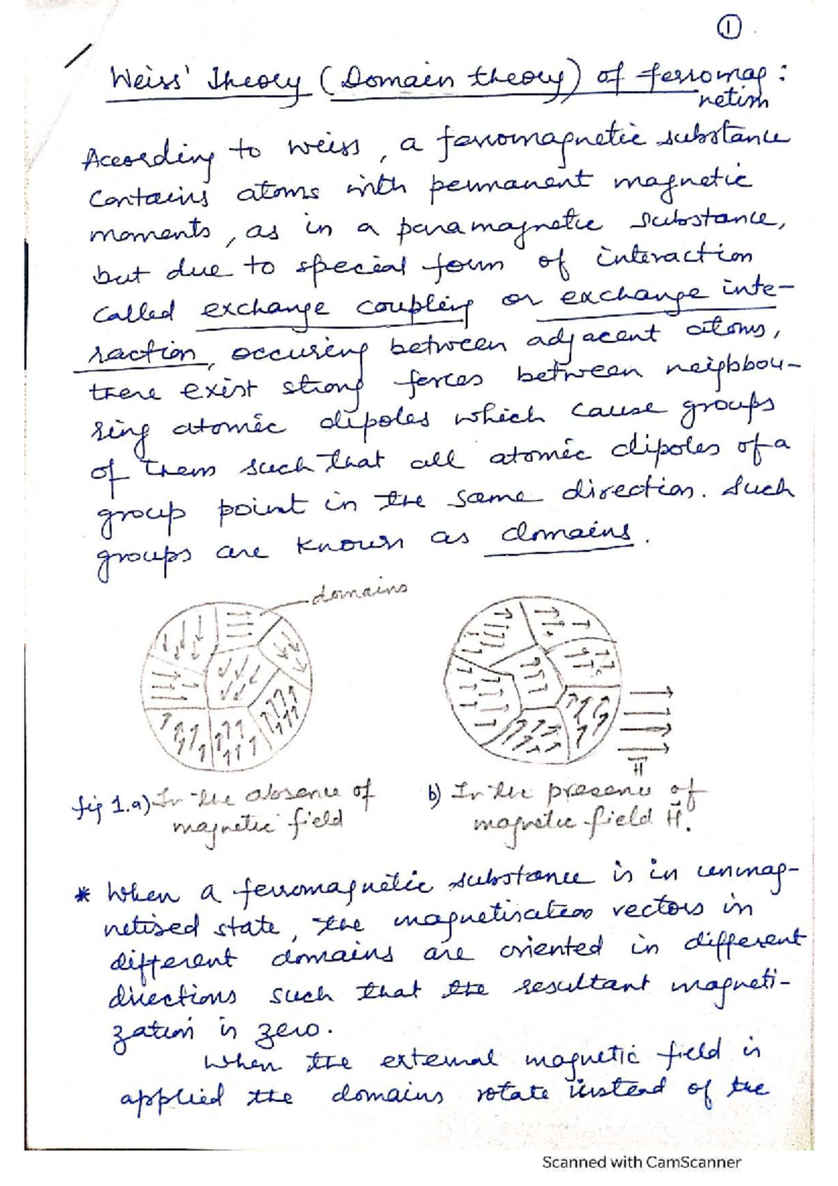Lec14: Weiss Theory of Ferromagnetism and Domain Behavior - Studocu