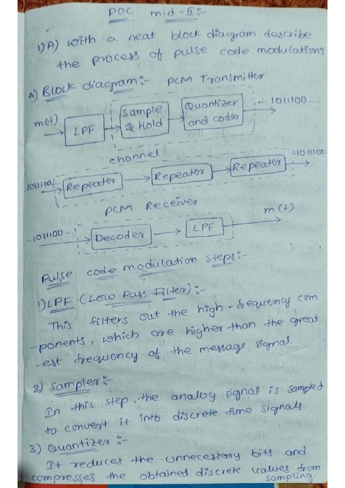 POC mid-2 answers - Important Questions - POC mid 1)A) with a neat ...