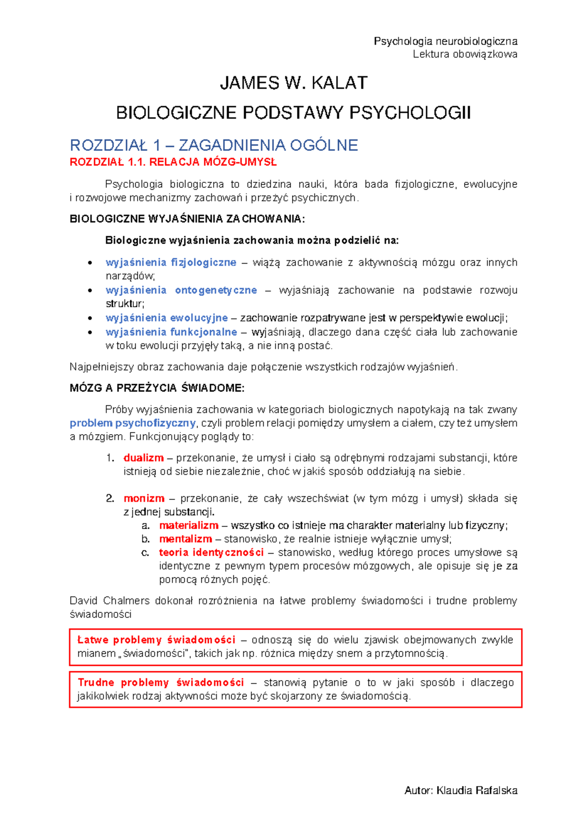 J. W. Kalat - Biologiczne Podstawy Psychologii - CAŁOŚĆ - Lektura