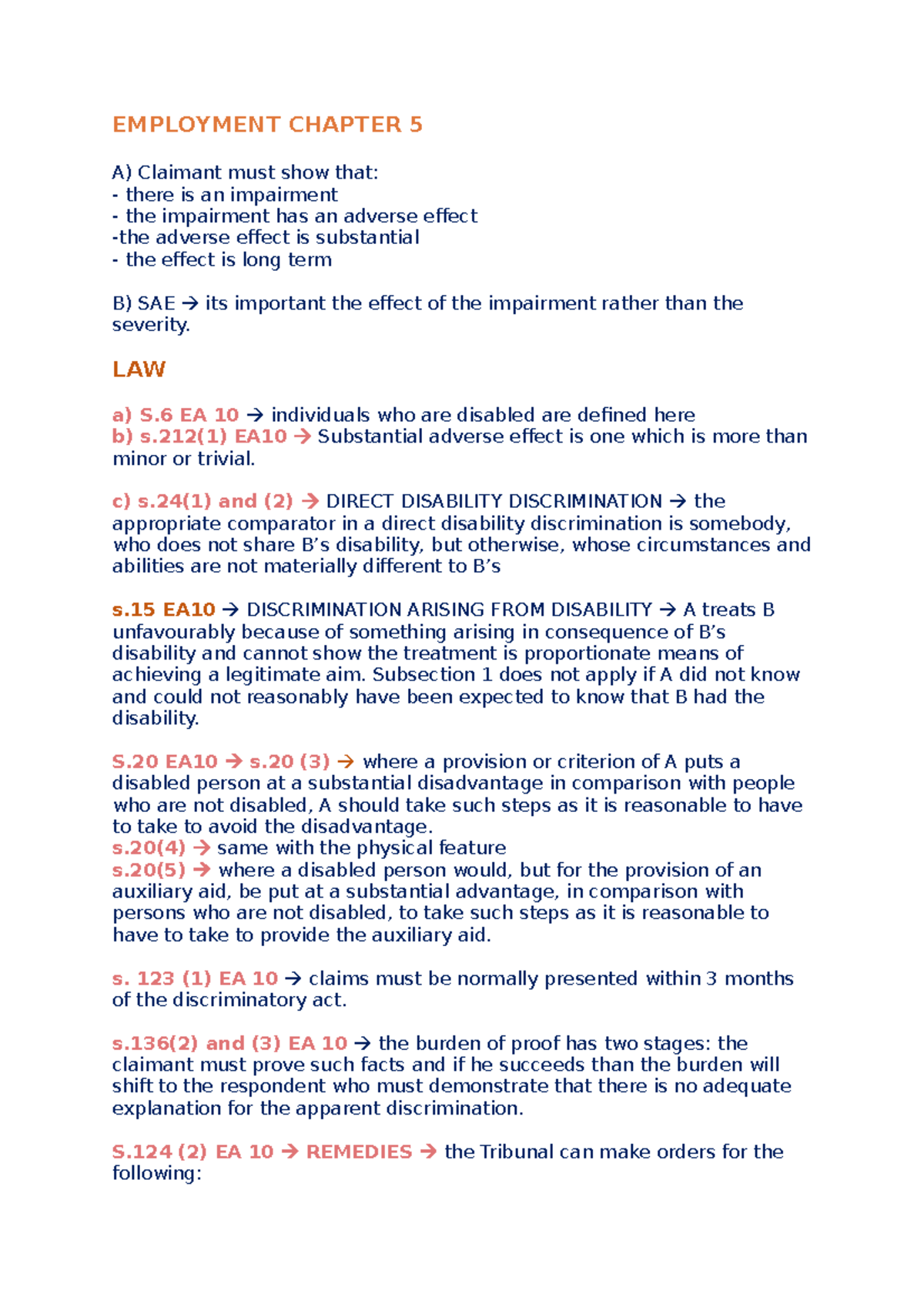Employment Law Chapter 5: Discrimination Notes (LPC) - Studocu