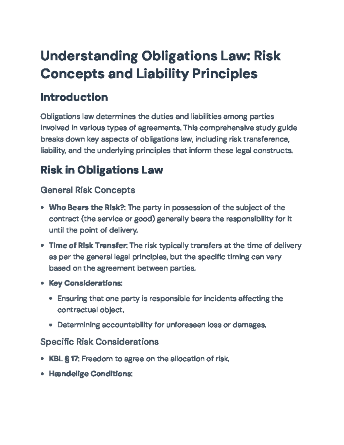 Understanding Obligations Law: Risk, Liability, and Principles Guide ...