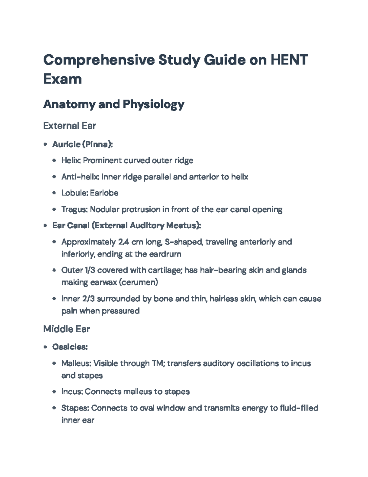 Comprehensive HENT Study Guide: Anatomy, Physiology, and Pathologies ...