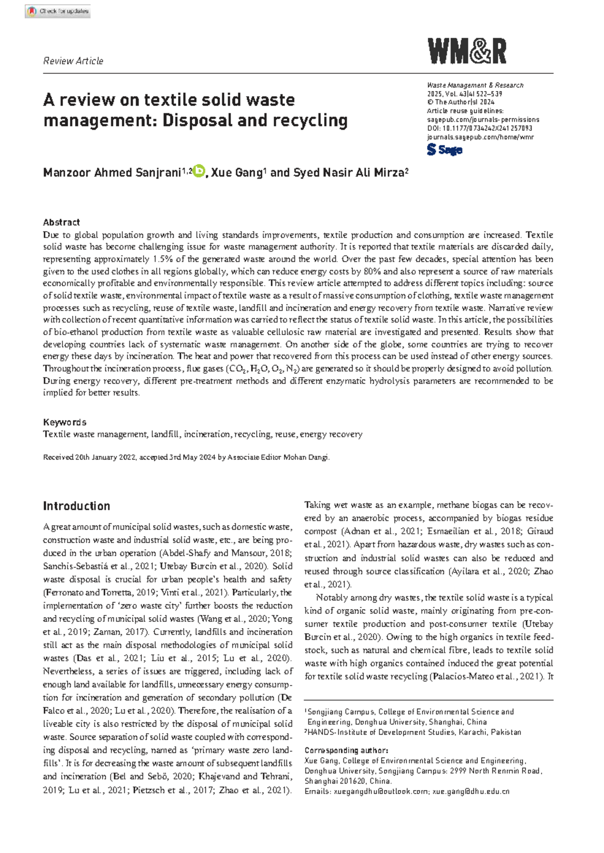 1257093 Management Research: A Review on Textile Solid Waste Management ...